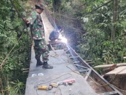 Kodim 0209/LB Rampungkan Rehabilitasi Jembatan Gantung di Desa Halimbe Labura