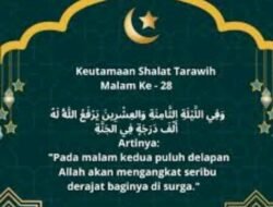 Shalat Tarawih Malam ke-28 : Peluang Emas, Allah Angkat Seribu Derajat di Surga