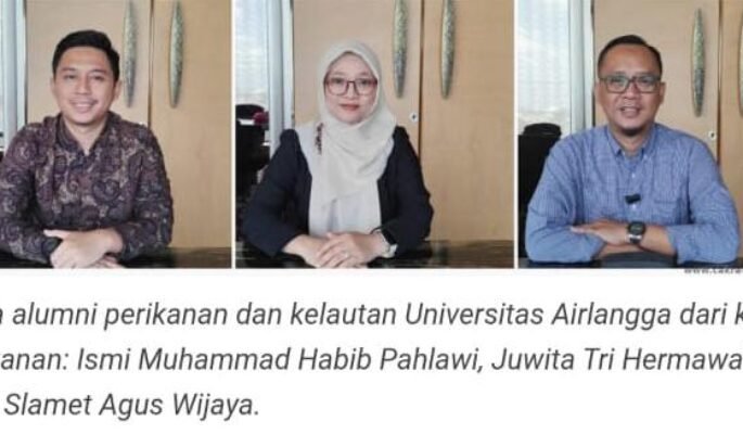 Tiga alumni perikanan dan kelautan Universitas Airlangga dari kiri ke kanan: Ismi Muhammad Habib Pahlawi, Juwita Tri Hermawati dan Slamet Agus Wijaya.