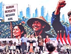 Bersama 400 ribu buruh dari berbagai daerah di Indonesia, Presiden Prabowo Subianto memperingati Hari Buruh Internasional yang digelar di kawasan Lapangan Silang Monumen Nasional (Monas),