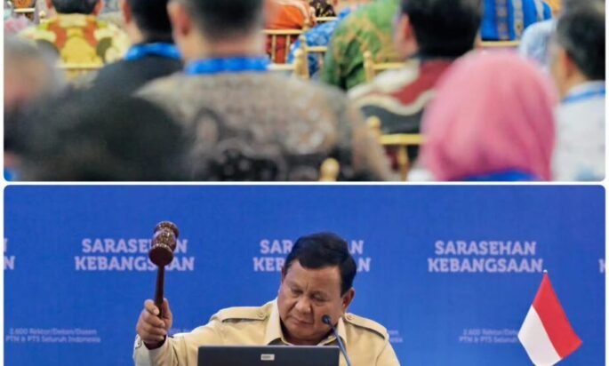 Presiden Prabowo Subianto secara resmi menutup Sarasehan Kebangsaan Konvensi Sains ( KSTI ) di JICC Jakarta