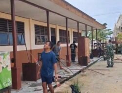 Satgas Yonif 410/Alugoro Rehabilitasi SD Inpres Stenkool 3 ,Wujud Nyata Kepedulian TNI terhadap Pendidikan di Papua .
