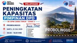 Pelatihan Peningkatan KAPASITAS PIMPINAN DPD se DPW JAWA TIMUR PARTAI GELORA INDONESIA .
