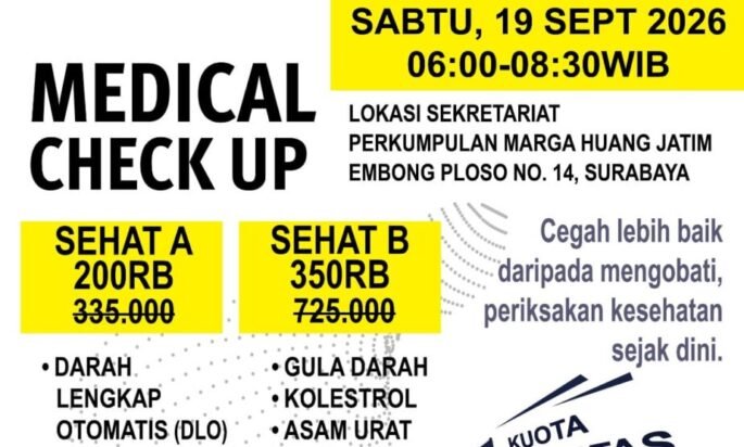PERKUMPULAN MARGA HUANG JATIM GELAR MEDICAL CHECK UP BERSAMA CITO LAB MEDIS